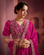 Pink Satin Silk Stone Handwork Saree