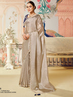 Champagne Gold Tussar Silk Saree with Dual Sequence Work - Front View