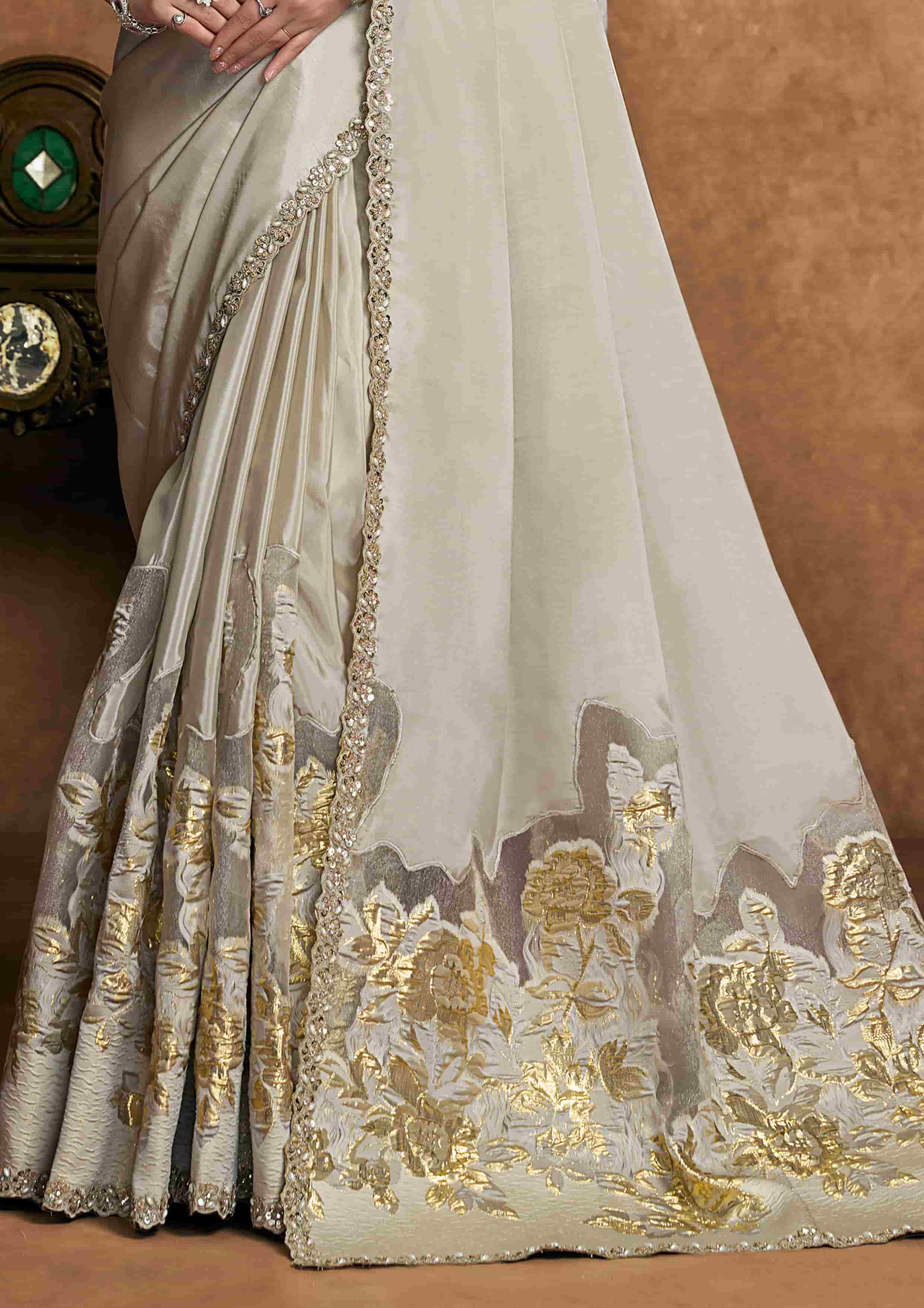 Tusser Uppada Silk Party Wear Saree with Unstitched Blouse