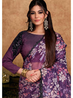 Wine Brasso Stone Embroidered Saree