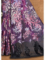 Wine Brasso Stone Embroidered Saree