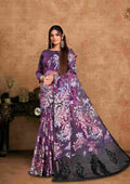 Wine Brasso Party Wear Saree with Unstitched Blouse