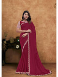 Red Pure Crepe Silk Moti Handwork Saree