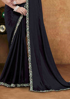 Wine Crepe Silk Party Wear Saree with Diamond Handwork