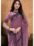 Mauve Crush Pure Silk Sequin Handwork Saree