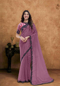 Dark Mauve Crush Pure Silk Party Wear Saree with Unstitched Blouse