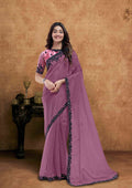 Mauve Crush Silk Party Wear Saree with Sequin Handwork