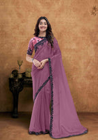 Mauve Crush Silk Party Wear Saree with Sequin Handwork