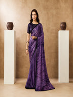 Violet Two Tone Satin Silk Sequin Embroidered Saree