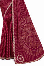 Red Two Tone Satin Silk Zari Border Work Saree