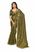 Olive Green Two Tone Satin Silk Zari Border Work Saree