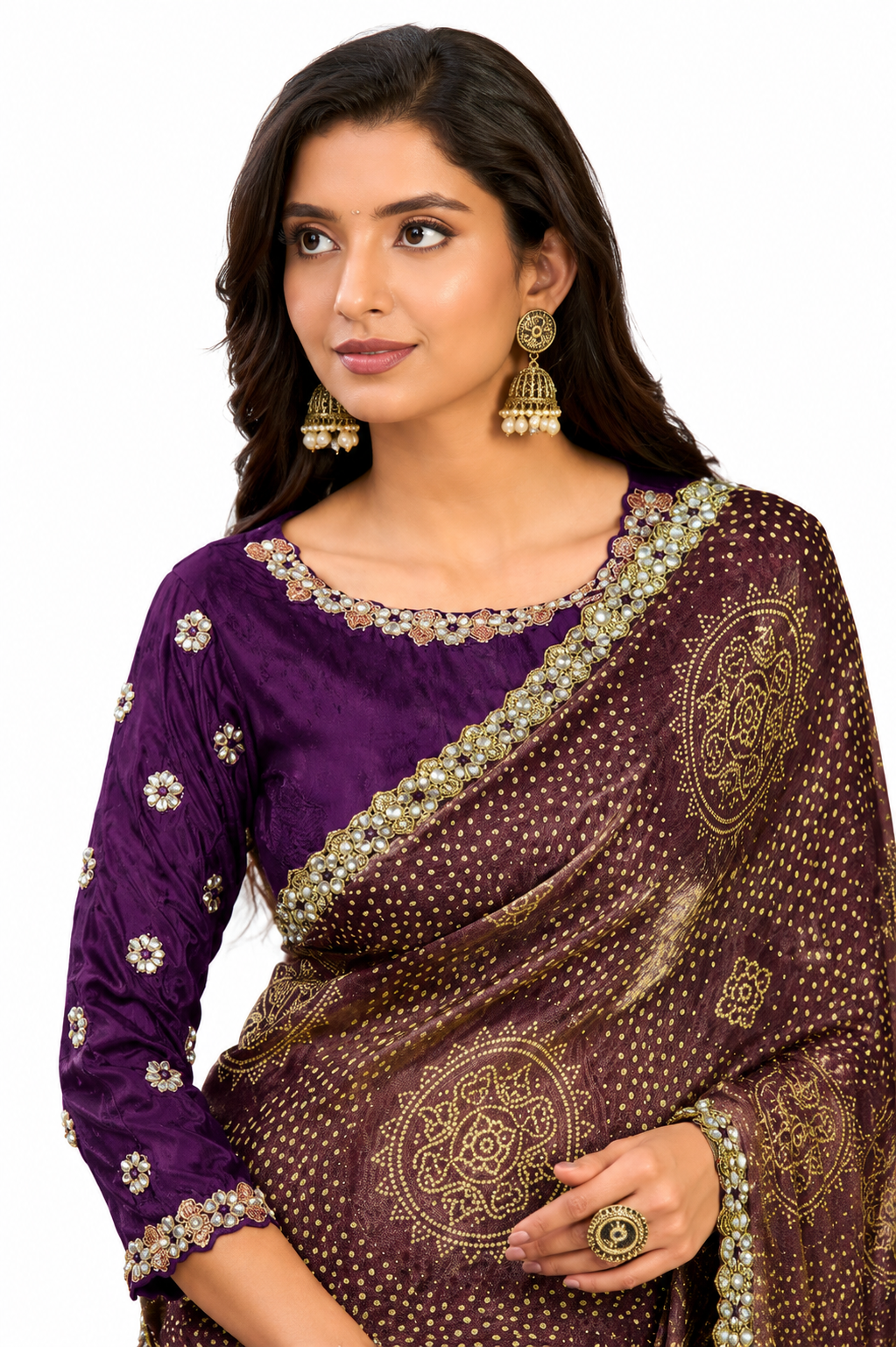 Coffee Two Tone Satin Silk Zari Border Work Saree
