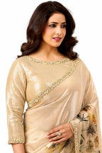 Champagne Gold Two Tone Satin Silk Saree - View 2