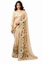 Champagne Gold Two Tone Satin Silk Saree