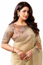 Cream Organza Tissue Saree - View 2