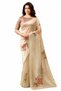 Cream Organza Tissue Saree