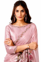 Light Pink Two Tone Satin Silk Saree - View 2
