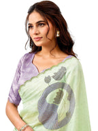Mint Green Organza Satin Saree - View 2