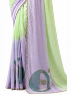 Mint Green Organza Satin Saree - View 3
