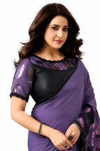 Plum Jacquard Satin Silk Saree - View 2
