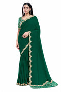 Emerald Green Pure Crepe Silk Saree