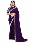 Deep Purple Pure Crepe Silk Saree