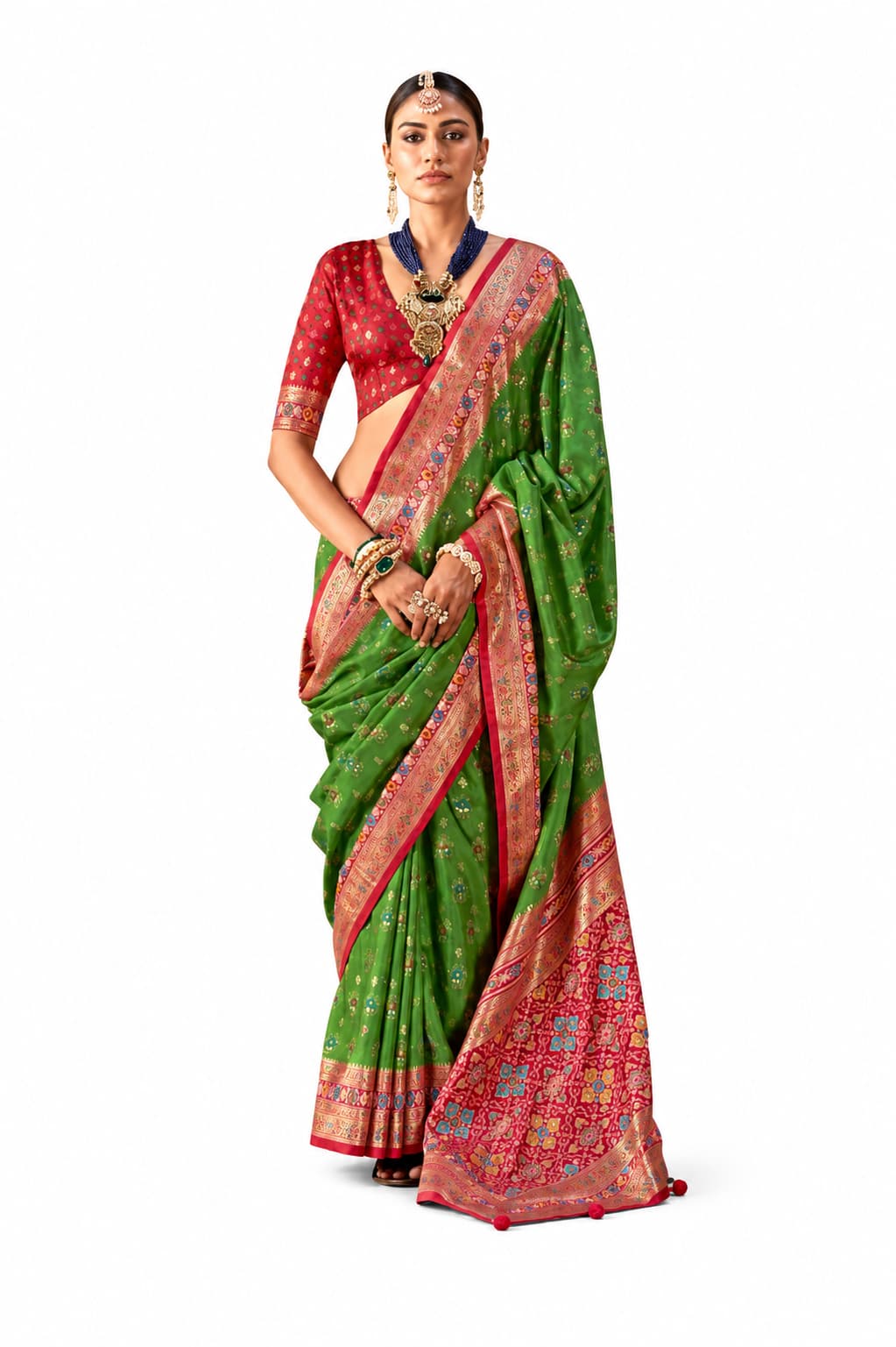 Naksh Creation Green Sigma Silk Patola Saree