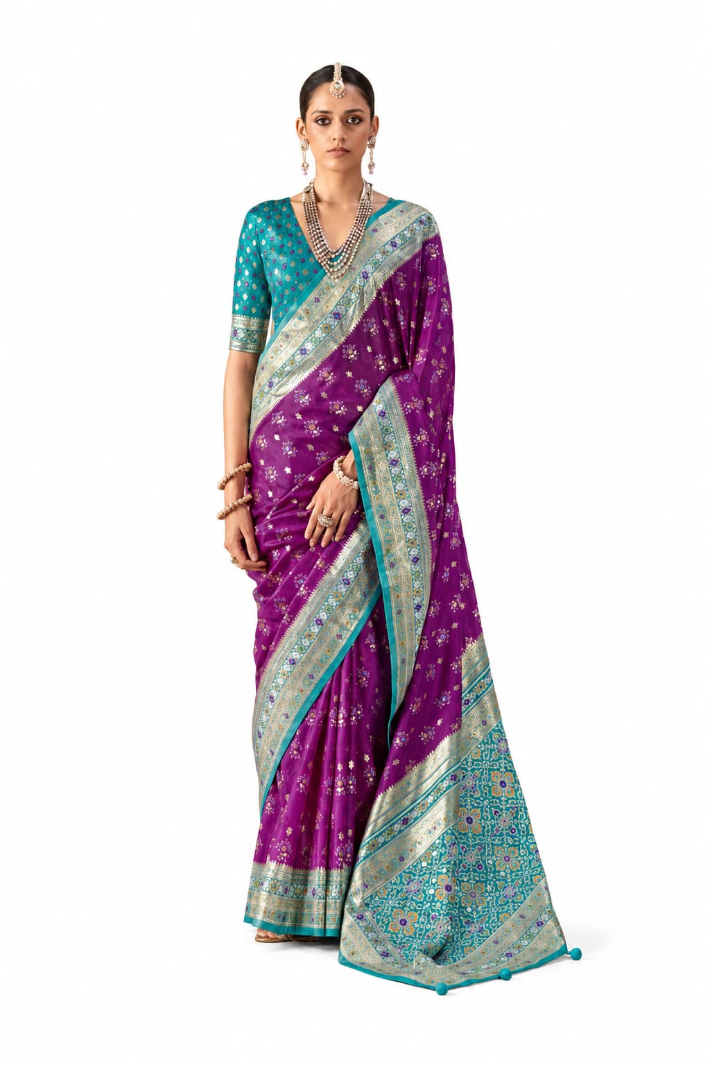 Naksh Creation Purple Sigma Silk Patola Saree