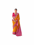 Mustard Yellow Dola Silk Meenakari Zari Patola Print Saree