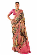Black Dola Silk Kalamkari Bandhani Print Saree