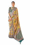 Naksh Creation Teal Peacock Soft PV Silk Saree