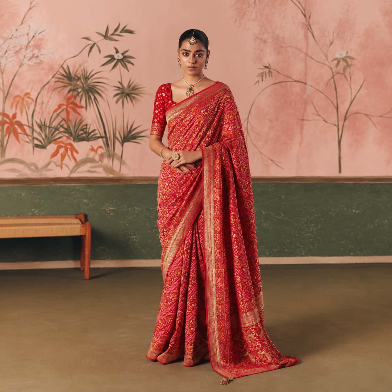 Mustard Yellow Banarasi Silk Saree with Gold Zari Weaving Peacock Motifs and Unstitched Blouse