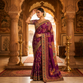 Royal Pure Crepe Silk Saree with Aari Work and Pure Cutdana Khatli Work