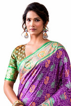 Purple Soft Dola Silk Zari Border Work Saree