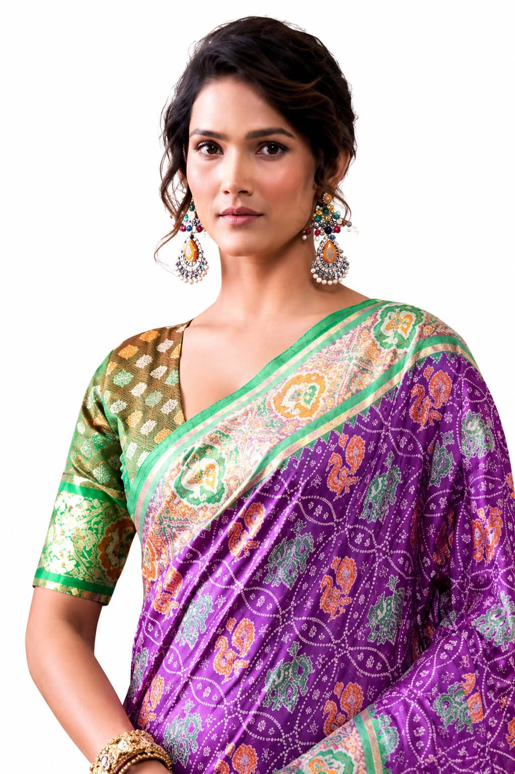 Purple Soft Dola Silk Zari Border Work Saree