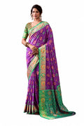 Purple Soft Dola Silk Zari Border Work Saree