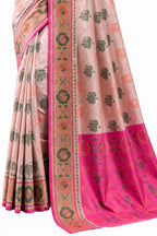 Rani Pink Soft Dola Silk Zari Border Work Saree