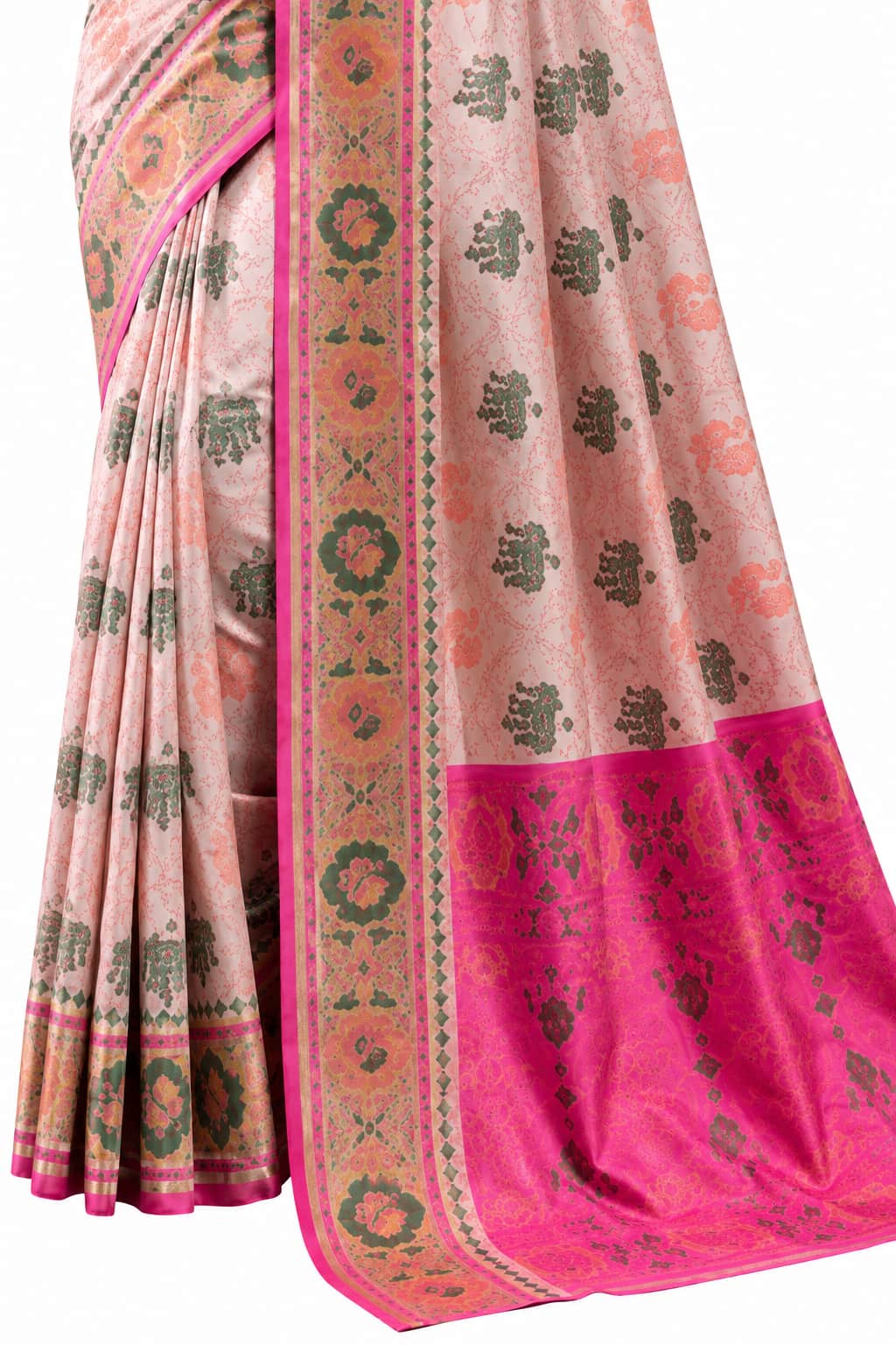 Rani Pink Soft Dola Silk Zari Border Work Saree