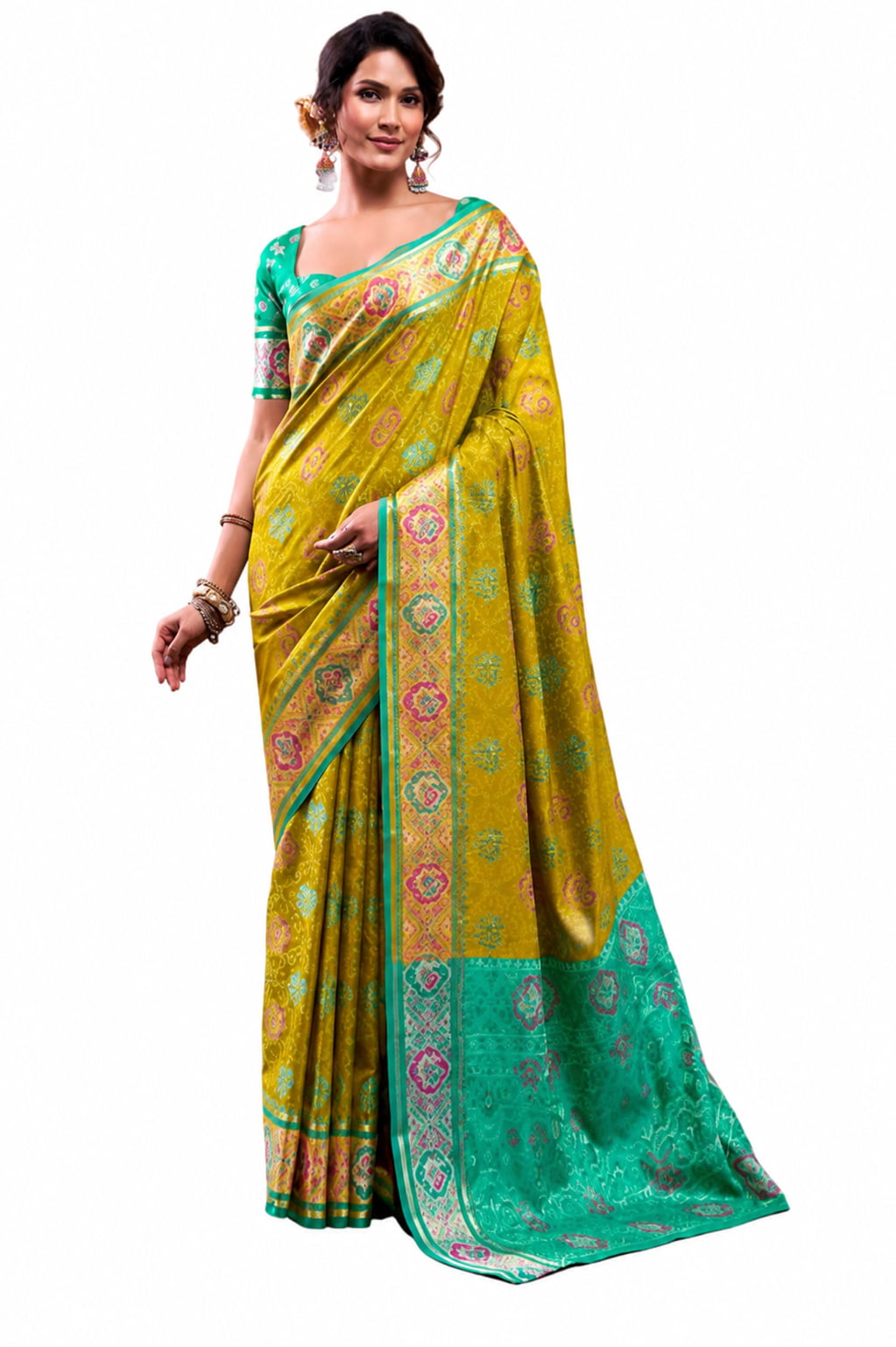 Mustard Yellow Soft Dola Silk Zari Border Work Saree