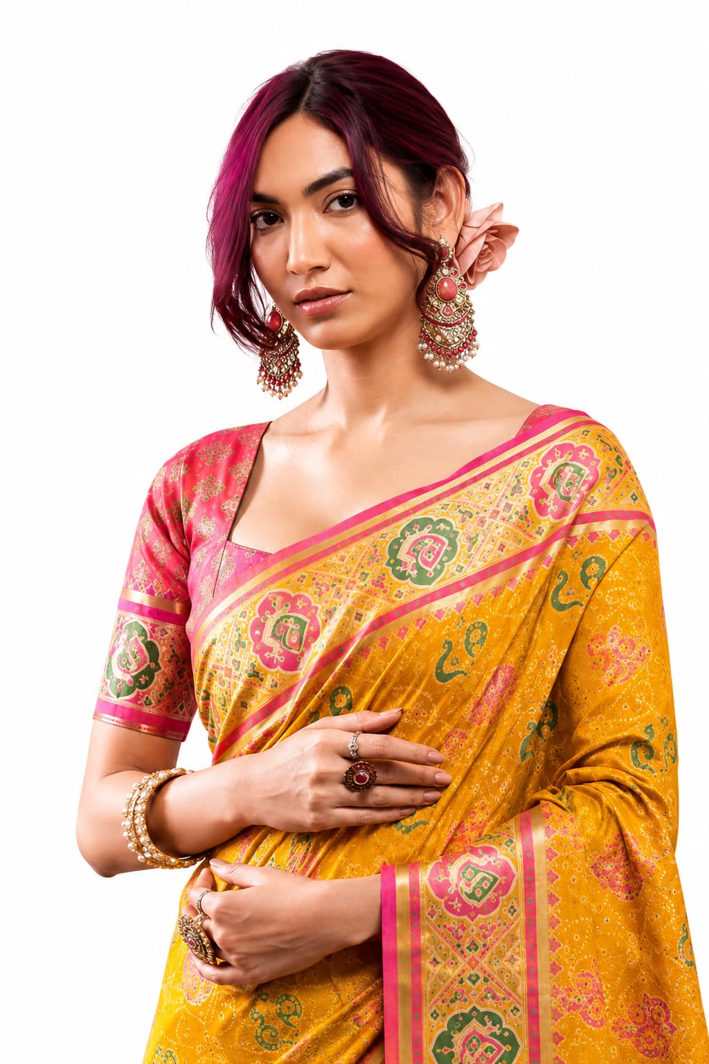 Rani Pink Soft Dola Silk Zari Border Work Saree