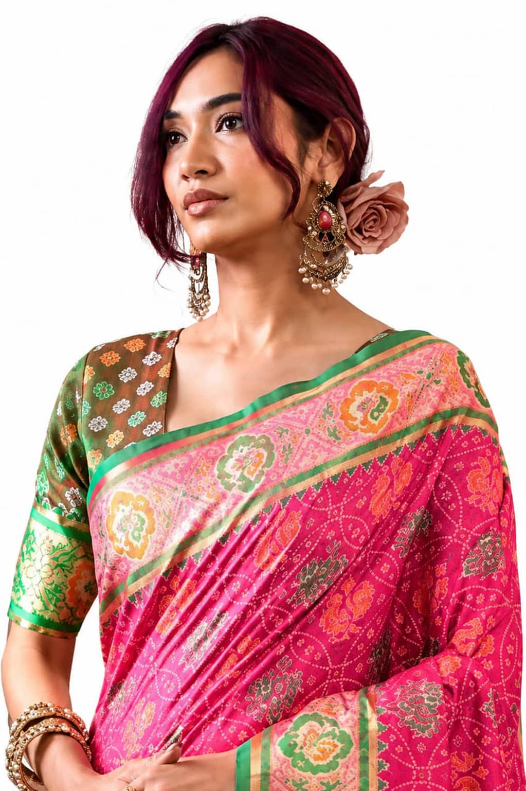 Rani Pink Soft Dola Silk Zari Border Work Saree