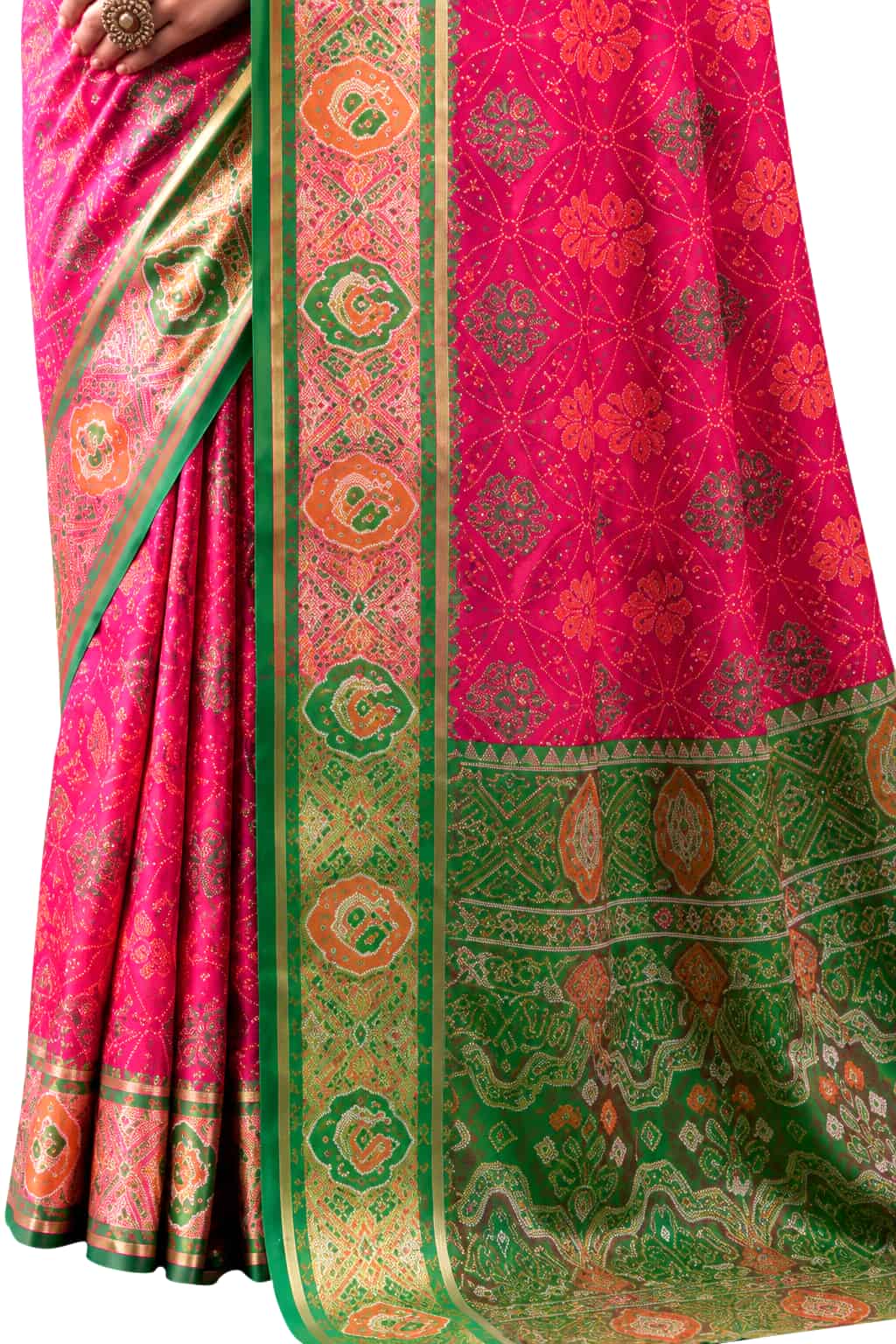 Rani Pink Soft Dola Silk Zari Border Work Saree