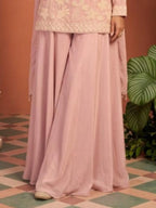 Blush Pink Georgette Kameez Scalloped Daman Border Close Up
