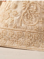 Ivory Cream Flared Palazzo Pants Silhouette and Dupatta Drape Detail