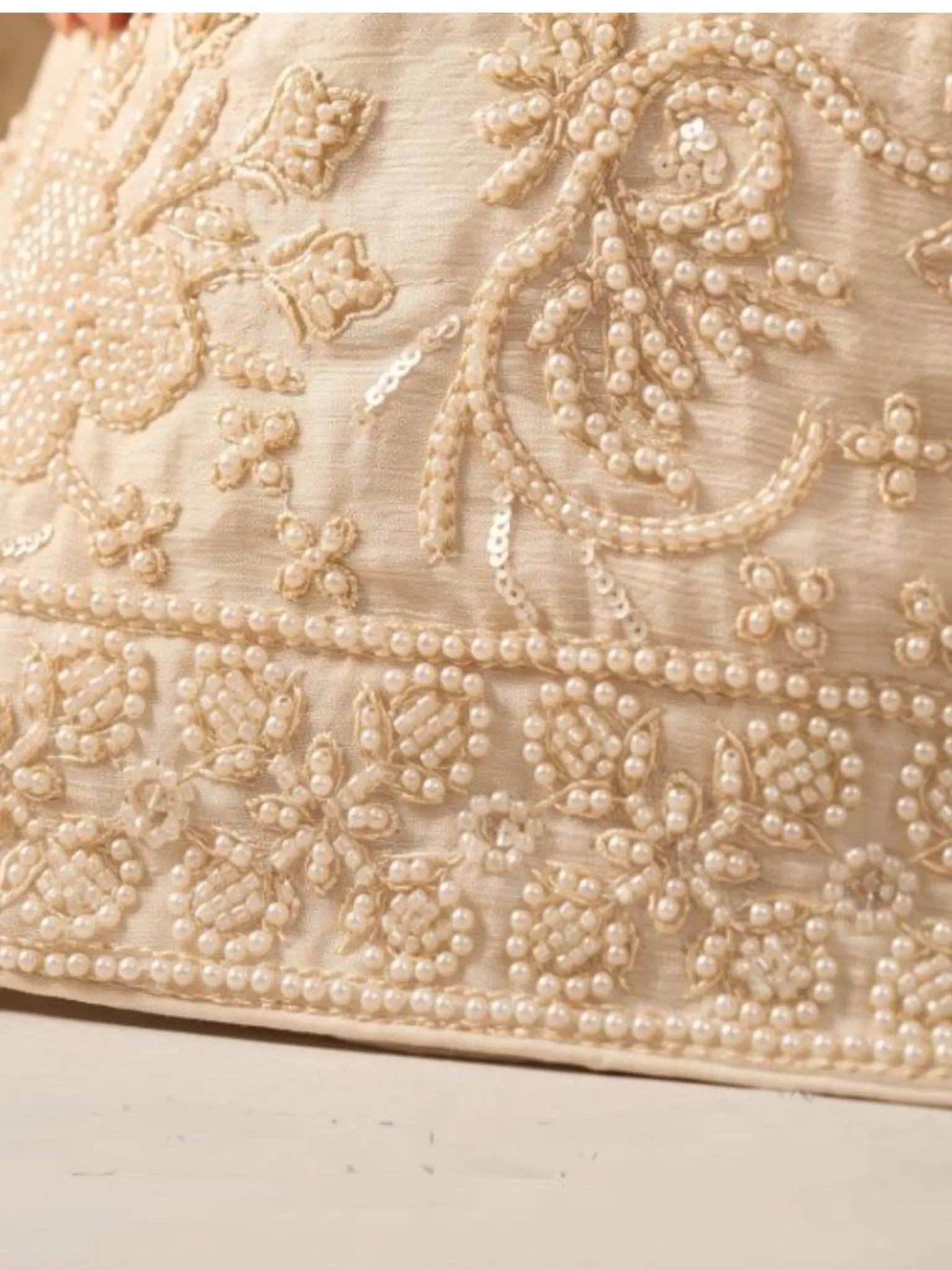 Ivory Cream Flared Palazzo Pants Silhouette and Dupatta Drape Detail