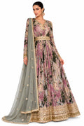 Dusty Mauve Georgette Printed Anarkali Suit