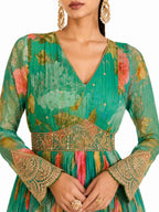 Sea Green Georgette Printed Anarkali Suit