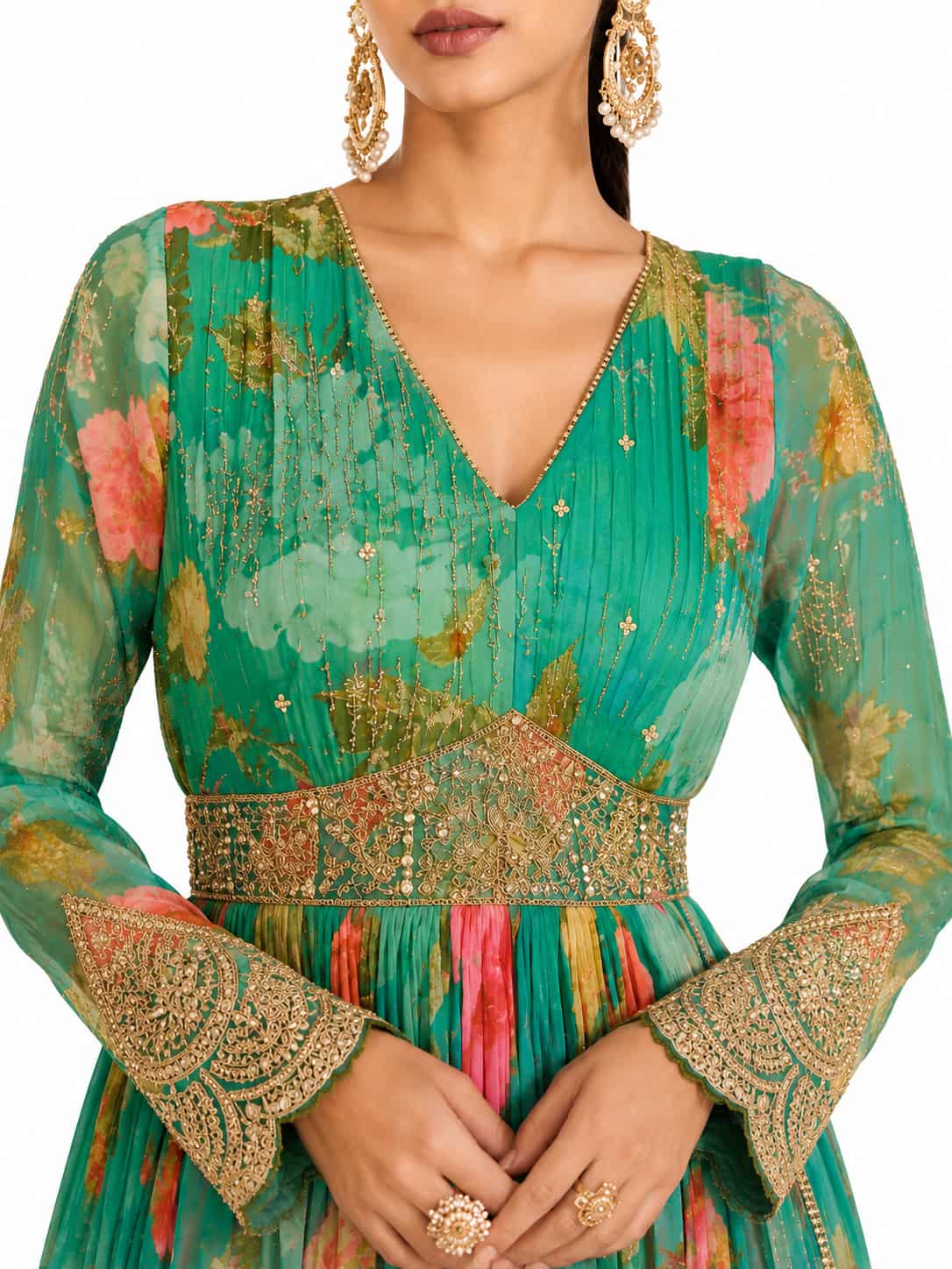 Sea Green Georgette Printed Anarkali Suit