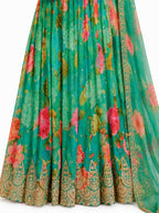 Sea Green Georgette Printed Anarkali Suit