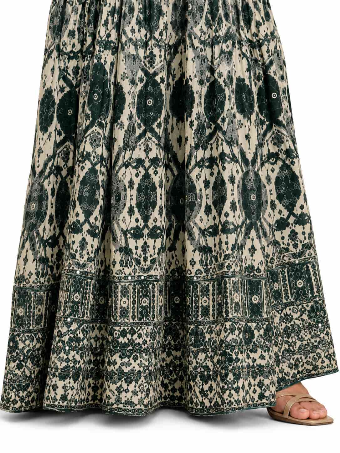 Bottle Green Georgette Printed Anarkali Suit